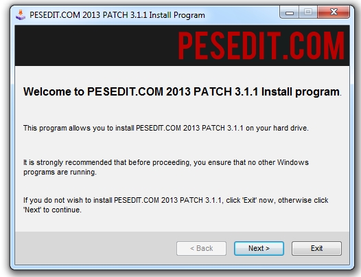 PESEdit.com 2013 Patch Fix 3.1.1